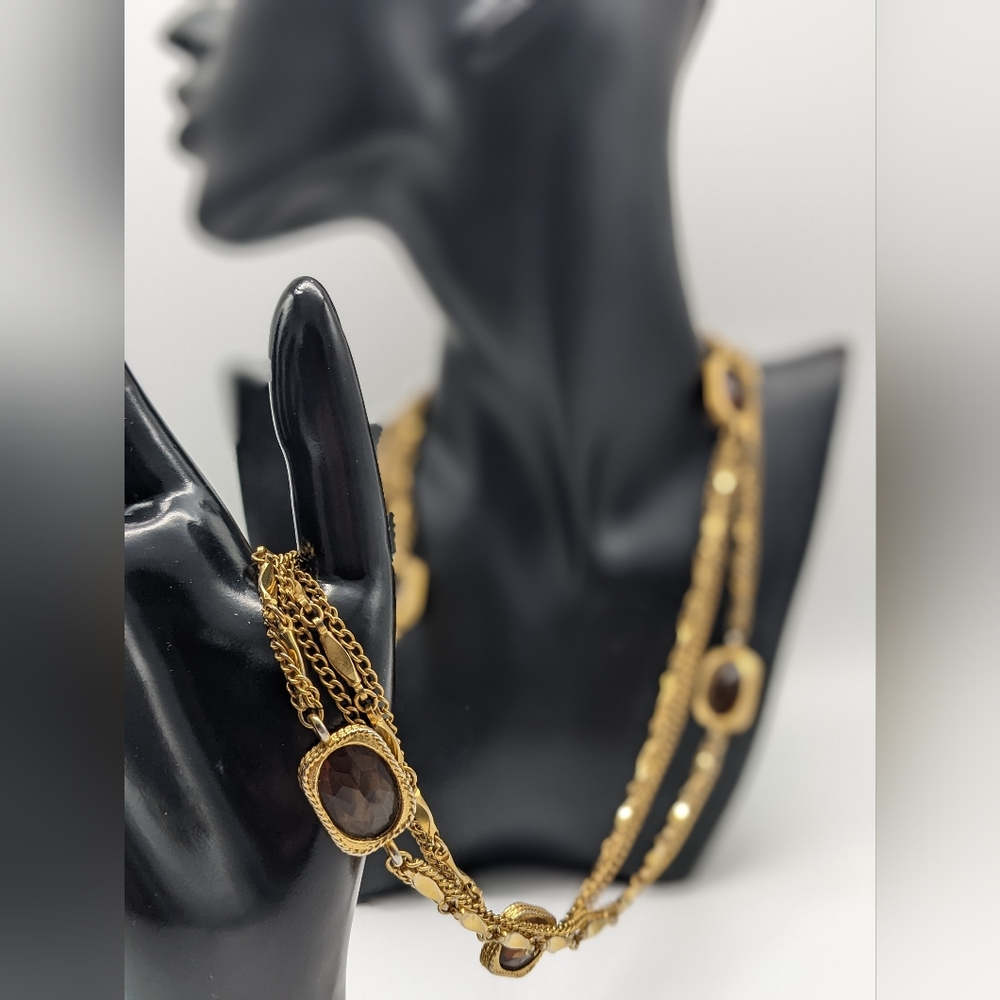 Sarah Coventry Golden Embers necklace from 1967. Multi-chain gold toned metal